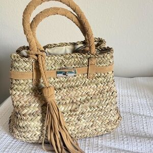 Braided Tan Handbag with Tassel